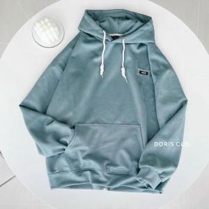 Áo hoodie xanh in nổi nón rộng 2 lớp, form rộng unisex, vải dày mịn cao cấp, chống nắng, giữ nhiệt, phù hợp đi học, đi chơi, phong cách thời trang đường phố