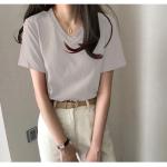 Áo thun nữ cổ tim cotton cao cấp, phong cách Hàn Quốc, trẻ trung, dễ phối đồ, phù hợp đi học, đi chơi, dạo phố, tạo điểm nhấn cá tính cho outfit hàng ngày.