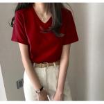 Áo thun nữ cổ tim cotton cao cấp, phong cách Hàn Quốc, trẻ trung, dễ phối đồ, phù hợp đi học, đi chơi, dạo phố, tạo điểm nhấn cá tính cho outfit hàng ngày.