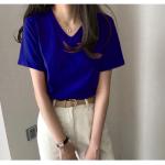 Áo thun nữ cổ tim cotton cao cấp, phong cách Hàn Quốc, trẻ trung, dễ phối đồ, phù hợp đi học, đi chơi, dạo phố, tạo điểm nhấn cá tính cho outfit hàng ngày.