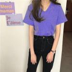 Áo thun nữ cổ tim cotton cao cấp, phong cách Hàn Quốc, trẻ trung, dễ phối đồ, phù hợp đi học, đi chơi, dạo phố, tạo điểm nhấn cá tính cho outfit hàng ngày.