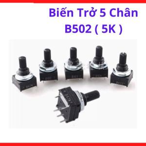 Biến Trở 5 Chân B502 5K chuyên dụng cho mạch điều khiển, linh kiện điện tử độ bền vượt trội, khả năng tinh chỉnh dòng điện mượt mà, thiết kế tiêu chuẩn phù hợp nhiều dòng bo mạch thông dụng hiện nay trên thị trường