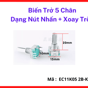 Biến trở 5 chân dạng nút nhấn kết hợp xoay tròn nâng cấp độ tiện ích toàn diện cho mọi hệ thống mạch điện tử trước các yêu cầu điều khiển phức tạp, linh kiện chất lượng cao, thiết bị tự động hóa tối tân, linh kiện máy hàn.