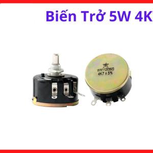Chiết áp biến trở 5W 4K7 độ bền cao khả năng chịu nhiệt cực tốt cấu trúc dây quấn chắc chắn khả năng tinh chỉnh điện áp chính xác linh kiện không thể thiếu trong các dự án điện tử công suất lớn tự chế