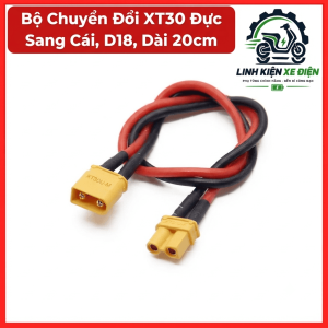 Bộ Chuyển Đổi XT30 Đực Sang Cái D18 Dài 20cm, Dây 18AWG XT30 Male To Female, Dây Nối Nguồn Pin LiPo, ESC, Drone FPV, Xe RC, Robot, Mạch Điều Khiển, Thiết Bị Điện DC