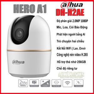 Camera WiFi Dahua DH-H2AE 2MP, quay quét 360°, đàm thoại 2 chiều, phát hiện âm thanh bất thường, hỗ trợ thẻ nhớ 256GB, giám sát trong nhà thông minh
