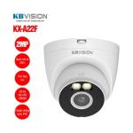 Camera Wifi Full Color KBVISION KX A22F, độ phân giải 2MP, ống kính 2.8mm, chuẩn nén H.265+, mic thu âm rõ, đèn LED 30m, giám sát đêm sáng rực, chống nước IP67