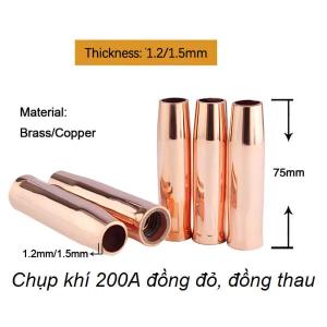 Chụp khí 15AK đồng ren 10mm, phụ kiện hàn mig bảo vệ mối hàn, chụp khí súng hàn mig 15AK, linh kiện máy hàn mig chịu nhiệt cao, chống bám xỉ, tương thích súng hàn mig 200A cho xưởng cơ khí