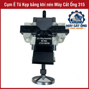 Cụm ê tô kẹp bằng khí nén máy cắt ống 315, phụ tùng cơ khí giữ phôi trong quá trình gia công, dành cho xưởng cắt ống kim loại và thợ bảo trì, cần xác nhận kích thước lắp đặt cùng thông số cấp khí trước khi đặt hàng