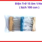 Điện Trở Công Suất 15 Ôm 1/4W, Bịch 100 Con, Dùng Trong Mạch Điều Khiển, Mạch Tín Hiệu Và Thiết Bị Điện Tử