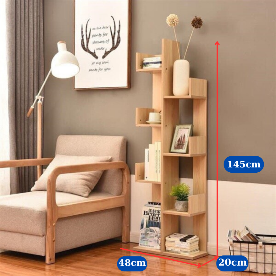 Kệ gỗ tủ sách xương rồng loại lớn – kệ decor cỡ lớn, trưng bày cây & sách