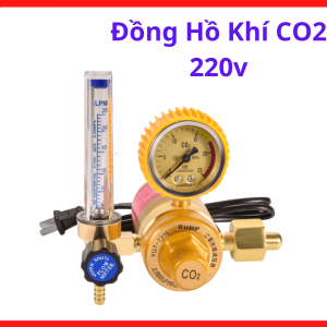 Đồng hồ khí CO2 220V, van điều áp khí CO2 cho máy hàn MIG MAG, phụ kiện máy hàn có sấy chống đóng băng khí, giúp ổn định lưu lượng khí bảo vệ mối hàn, linh kiện máy hàn phổ biến cho xưởng cơ khí