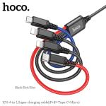 Cáp Sạc 4 Đầu Hoco X76 – Dây Sạc Đa Năng Lightning/Micro/Type-C, Sạc Nhanh 3A, Bền Bỉ, Linh Hoạt, Phù Hợp Với iPhone, Samsung, Xiaomi, iPad, Máy Tính Bảng, Thiết Bị Di Động – Lý Tưởng Cho Người Dùng Nhiều Thiết Bị