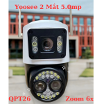 Camera WiFi 5MP Yoosee QPT26 2 Mắt Khung Hình Zoom 6x Ngoài Trời Siêu Sắc, Kết Hợp 2 Mắt Hình Ảnh Khung Hình Độc Lập Xoay PTZ 355°/90° Qua App Yoosee, Ban Đêm Có Màu 15m LED Trắng + Hồng Ngoại Thông Minh, Đàm Thoại Hai Chiều Rõ Ràng