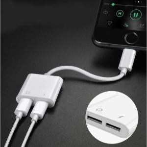Adapter Lightning 2 trong 1, cáp chuyển iPhone, hỗ trợ sạc nhanh và nghe nhạc, hộp trắng tiện lợi