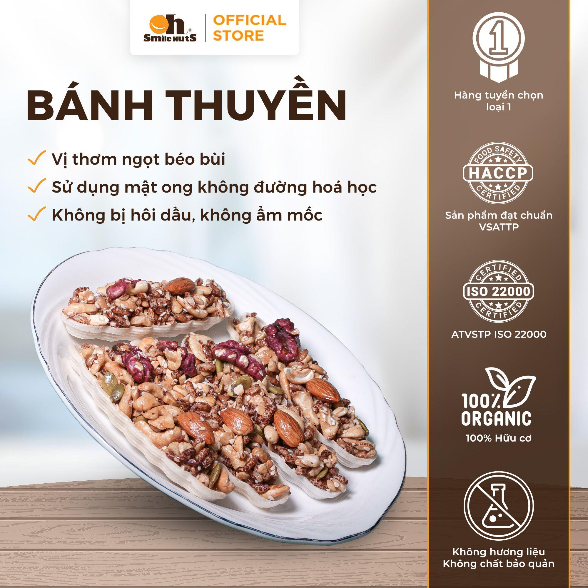 Bánh Thuyền Hạt Dinh Dưỡng Oh Smile Nuts 100g – Snack Ngũ Cốc Giàu Protein, Không Đường Hóa Học, Thơm Ngon, Tiện Dụng Cho Bữa Phụ, Ăn Kiêng, Giảm Cân