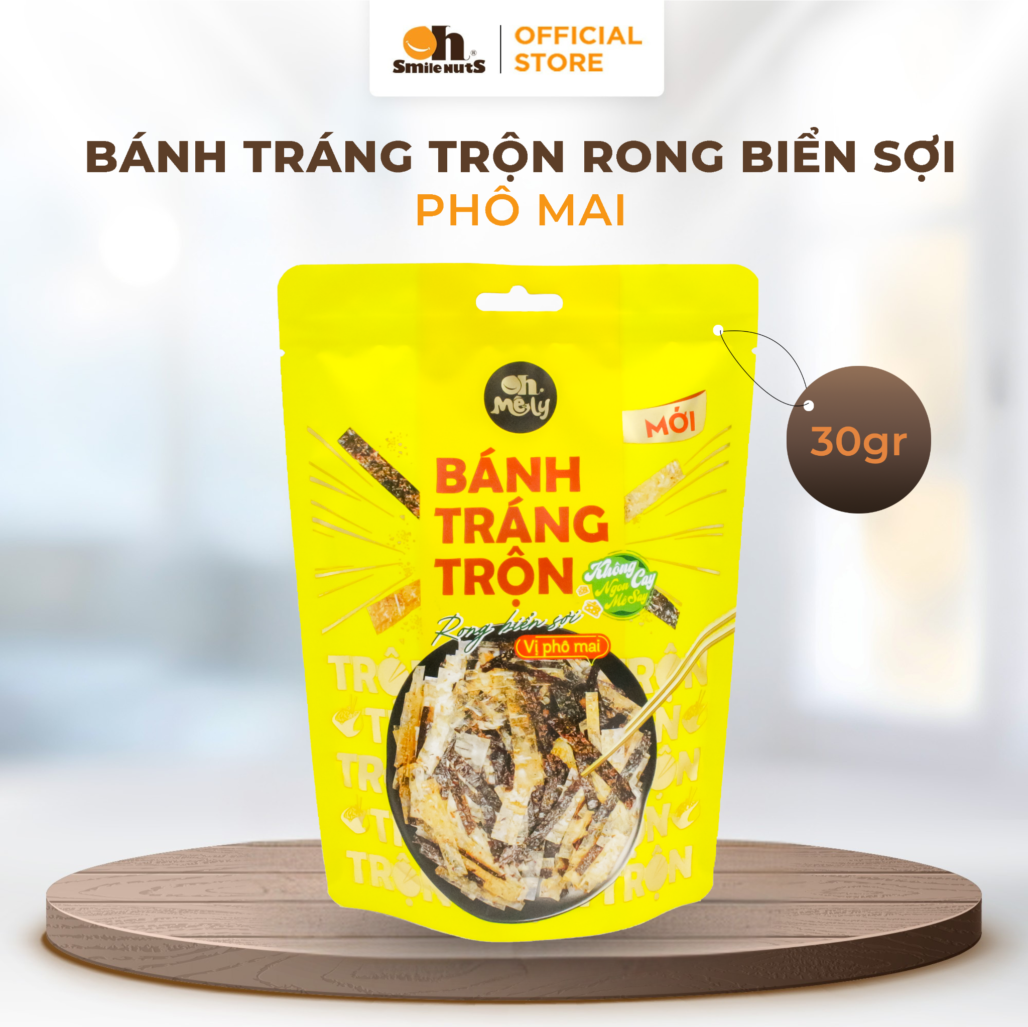 Bánh Tráng Trộn Rong Biển Sợi Vị Phô Mai Không Cay 30g Oh Smile Nuts, Quái Thú Ăn Vặt Thức Tỉnh Với Rong Biển Giàu I-ốt Xây Lập Tuyến Giáp Bất Diệt, Phô Mai Béo Thơm Thấm Sâu Sợi Bánh Tráng Mềm Mại, Gói Zip Bí Ẩn Giữ Tươi Sống Động Vĩnh Hằng