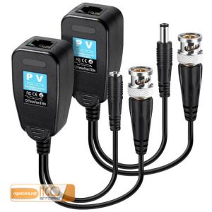 Bộ 2 cái Balun Camera TVI/CVI/AHD dùng RJ45 chuyển tín hiệu video + âm thanh qua cáp mạng Cat5e/6 tới 500m, hỗ trợ camera an ninh ngoài trời/nhà xưởng – giải pháp tiết kiệm chi phí và lắp đặt nhanh chóng cho hệ thống giám sát