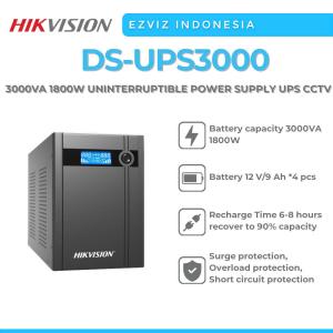 Bộ Lưu Điện Dự Phòng Hikvision DS-UPS3000 Offline 3000VA 1800W, Chống Mất Điện Và Nhiễu Sóng Cho Server Doanh Nghiệp Vừa, Màn Hình LCD Giám Sát Pin Thời Gian Thực, Bảo Vệ Ngắn Mạch Quá Tải Điện Áp Thấp