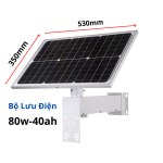 Bộ nguồn năng lượng mặt trời 80W 40Ah dành cho camera ngoài trời và thiết bị 12V, thiết kế chống chịu thời tiết, bảo vệ mọi góc quan sát mà không cần đấu dây điện phức tạp.