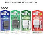 Bộ Sạc Nhanh 18W Hoco C72Q Type-C Micro, Hỗ Trợ QC3.0, FCP, AFC, Củ Sạc Chính Hãng Hoco Tích Hợp Chip Bảo Vệ Quá Dòng, Chống Nóng, Sạc Siêu Nhanh Ổn Định Cho Android iPhone, Kèm Cáp Dài 1 Mét