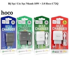 Bộ Sạc Nhanh 18W Hoco C72Q Type-C Micro, Hỗ Trợ QC3.0, FCP, AFC, Củ Sạc Chính Hãng Hoco Tích Hợp Chip Bảo Vệ Quá Dòng, Chống Nóng, Sạc Siêu Nhanh Ổn Định Cho Android iPhone, Kèm Cáp Dài 1 Mét