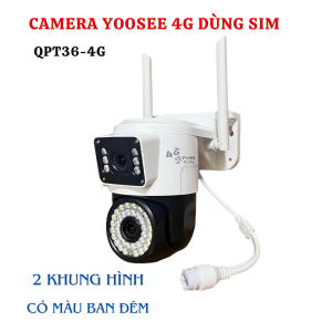 Camera 4G Yoosee QPT36 2 Mắt Có Màu – Giải Pháp An Ninh "Sấm Sét" Với 42 LED Ban Đêm Màu, Hình Ảnh 1080P Siêu Rõ @30fps, Góc Nhìn 82° Từ Ống Kính 3.6mm, Kết Nối SIM 4G Độc Lập Toàn Cầu, Phát Hiện Chuyển Động PIR Gửi Push Notification App