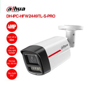 Camera Dahua IP DH-IPC-HFW2449TL-S-PRO 4MP WizSense, Hình Ảnh Full Color Ban Đêm Siêu Sắc Nét Với Starlight 0.0005 Lux, Phát Hiện Thông Minh Người Xe Giảm Báo Động Giả, Chống Nước IP67 Hoàn Hảo Cho An Ninh Ngoài Trời, Lắp Đặt Dễ Dàng PoE DC12V