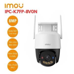 Camera giám sát IMOU 8MP IPC-K7FP-8V0N, thiết kế quay xoay 360°, đèn LED và còi báo động tích hợp, hỗ trợ WiFi 6 & ONVIF – nâng tầm bảo mật cho sân vườn, nhà phố, kho hàng nhỏ.