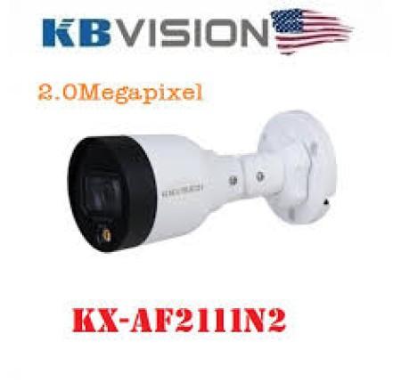 Camera IP KBVISION KX-AF2111N2 Full Color 2MP PoE Góc Rộng 91°, Cảm Biến Sony Starvis 1/2.7″ 1920x1080@25/30fps Siêu Nét, Ống Kính 3.6mm Quan Sát Siêu Rộng 91°, Đèn LED Trắng 15m Full Color 24/7, Starlight Tự Động Giữ Màu Ánh Sáng Yếu