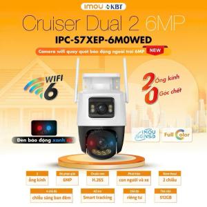 Camera WiFi IMOU Cruiser Dual 2 6MP IPC-S7XEP-6M0WED, ngoài trời xoay 360°, ống kính kép 3+3MP, phát hiện người và xe AI chính xác, hình ảnh ban đêm màu sắc sống động, bảo vệ gia đình và tài sản bạn luôn an tâm.