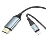 Cáp chuyển đổi Hoco UA15 Lightning sang HDMI, dây dài 2m, hỗ trợ iOS 8.0+, đầu ra video 1080P, chất liệu cao cấp hợp kim nhôm + dây bện
