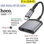 Cáp chuyển Hoco LS39 Type-C ra (3.5mm + Type-C), dây dài 15cm, hỗ trợ sạc nhanh PD 27W, chip DAC 16bit/48kHz, nghe gọi ổn định, tương thích iPhone 15, Samsung, Xiaomi, Redmi