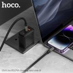 Cáp Hoco U143 27W, dây sạc nhanh Type-C sang Lightning, dài 1.2m, hỗ trợ Apple PD, vỏ PVC chống rối, đầu nối hợp kim kẽm, lõi dây 6mm, giải pháp toàn diện cho người dùng Apple
