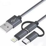 Cáp Sạc 3 Đầu Dây Dù 1m2, tích hợp Lightning + Type-C + Micro USB, dây dù 5 ly siêu bền chống đứt gãy, đầu nối bọc nhôm chắc chắn, tốc độ truyền USB 3.1 lên tới 10Gb/s, phụ kiện đa năng giá rẻ cho iPhone, Android và tablet