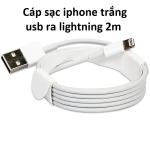 Cáp sạc iPhone trắng USB to Lightning dài 2m, hỗ trợ sạc nhanh 2A, truyền dữ liệu tốc độ cao, phụ kiện chính hãng, dây dài tiện lợi, giải pháp sạc nhanh an toàn cho iPhone/iPad.