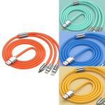 Cáp Sạc Nhanh 120W Cá Mập Bọc Thép, dây silicon lỏng cao cấp dài 1.2m, 3 đầu Type-C, Lightning, Micro USB, nhiều màu xanh dương, xanh lá, cam, vàng, sạc nhanh an toàn, bền bỉ, tiện lợi cho iPhone, Samsung, Xiaomi, Huawei, laptop.