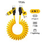 Cáp Sạc Nhanh 4in1 PD27W 65W – Dây Lò Xo Chống Đứt, Đa Năng, Sạc iPhone, Android, Laptop, Phụ Kiện Công Nghệ Tiện Ích