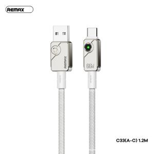 Cáp Sạc Nhanh 66W Remax RC-C33 A-C, USB ra Type-C, chất liệu 48 ingot dệt + hợp kim nhôm, công nghệ đúc phun, truyền dữ liệu ổn định, sạc nhanh đa cổng, bền bỉ vượt trội cho smartphone, laptop, iPad