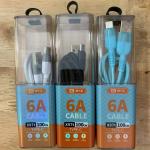 Cáp Sạc Nhanh BYZ X97DP/X97m/i/t 6A 20W, dây dù siêu bền dài 1.2m, hỗ trợ USB ra Micro/Type-C/Lightning, sạc nhanh PD an toàn đầy 65% trong 30 phút, thiết kế ép phun hai màu chống gãy, 4 màu trẻ trung trắng, hồng, xanh, đen, tương thích đa thiết bị