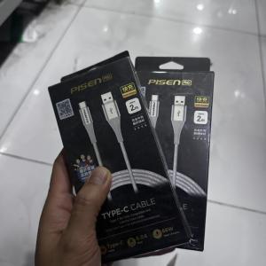 Cáp sạc nhanh Pisen 66W USB to Type-C, dây dài 2m, nylon bện chống gãy, đầu nối gia cố cường lực, hỗ trợ sạc nhanh 2.4A, phụ kiện chính hãng, giải pháp sạc nhanh bền bỉ và tiện lợi cho laptop, smartphone.