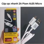 Cáp sạc nhanh Pisen AL05 Micro USB-A to Micro, hỗ trợ dòng 3A, tốc độ truyền 480Mbps, phụ kiện chính hãng, giải pháp sạc nhanh an toàn.