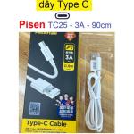 Cáp Sạc Nhanh Pisen TC25 Type-C, dòng điện 3A ổn định, dây dài 90cm, chất liệu nhựa TPU dẻo dai chống gãy, thiết kế nhỏ gọn, bền bỉ, phụ kiện chính hãng Pisen, giải pháp tối ưu cho smartphone, tablet và thiết bị hỗ trợ cổng Type-C