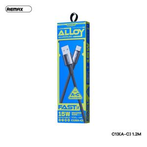 Cáp sạc nhanh Remax C13 15W, USB A to Type-C, dây bọc dù chống rối, hợp kim nhôm bền bỉ, hỗ trợ sạc nhanh 3A, truyền dữ liệu tốc độ cao, thiết kế sang trọng, tiện lợi cho smartphone và tablet