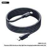 Cáp sạc nhanh Remax CB01 3A, USB A to Type-C, dây dài 1.2m, hỗ trợ sạc nhanh 65W/30W, truyền dữ liệu tốc độ cao 480MB/s, chất liệu TPE + lưới dệt xám, bền bỉ vượt trội, tuổi thọ 5000 lần cắm rút