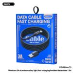 Cáp sạc nhanh Remax CB01 3A, USB A to Type-C, dây dài 1.2m, hỗ trợ sạc nhanh 65W/30W, truyền dữ liệu tốc độ cao 480MB/s, chất liệu TPE + lưới dệt xám, bền bỉ vượt trội, tuổi thọ 5000 lần cắm rút