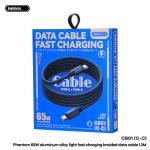Cáp Sạc Nhanh Remax CB01 65W, dây 2 đầu Type-C dài 1.2m, chất liệu TPE + lưới dệt màu xám chống rối, công nghệ định hình + vỏ bọc bền bỉ, hỗ trợ sạc nhanh laptop 65W, smartphone 30W, truyền dữ liệu tốc độ 480Mbps, tuổi thọ 5000 lần cắm rút.