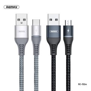 Cáp Sạc Nhanh Remax RC-152M Micro, công suất 2.4A, hỗ trợ đa cổng Lightning/Micro/Type-C, truyền dữ liệu chuẩn 450Mbps, dây dài 1m, phụ kiện chính hãng cho smartphone và iPad