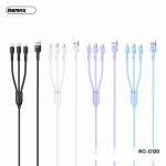 Cáp Sạc Nhanh Remax RC-C120 3 trong 1, công suất 66W, truyền dữ liệu tốc độ cao 480Mbps, dây dài 1.2m, trọng lượng nhẹ 64g, phụ kiện bền bỉ cho smartphone và tablet