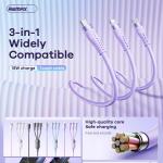 Cáp Sạc Nhanh Remax RC-C151 15W, dây sạc 3 đầu Micro USB, Type-C, Lightning, dài 1,2m, chất liệu TPE mềm dẻo, vỏ nhôm chắc chắn, truyền dữ liệu ổn định, sạc nhanh an toàn cho iPhone, Samsung, Xiaomi, Huawei, thiết bị di động.